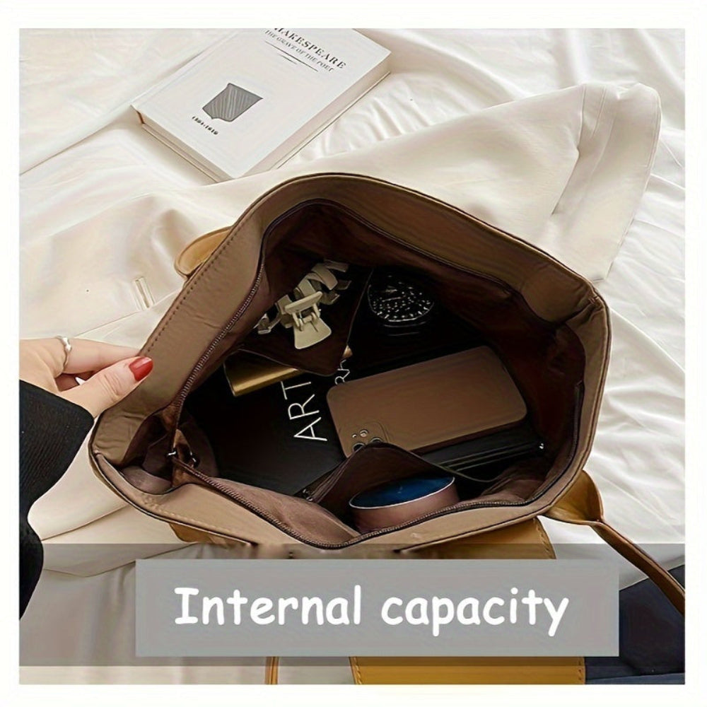 Women’s Large Canvas Tote Bag Minimalist Shoulder Handbag