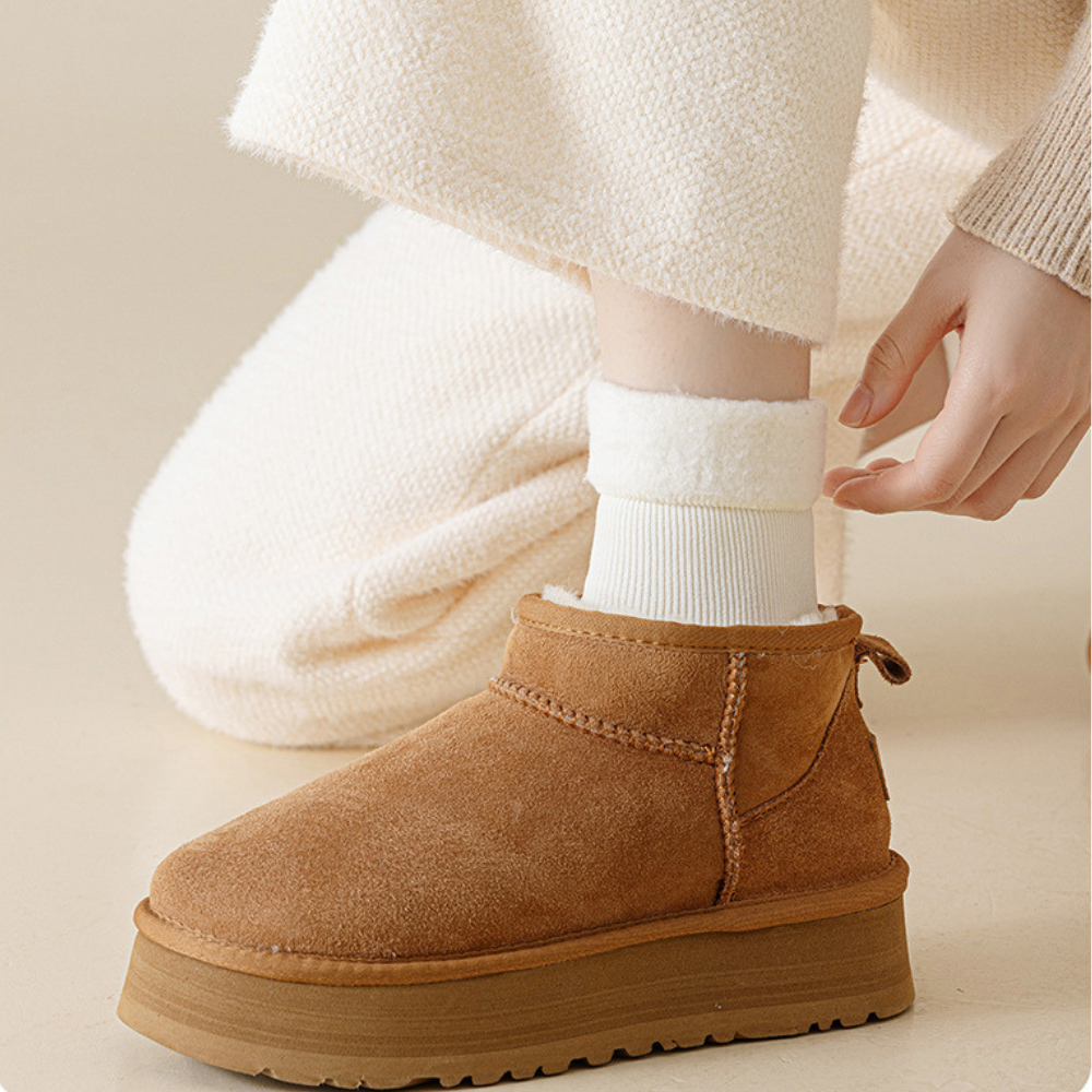 Women’s Stylish Platform Boots - Warm Fur Lining Ankle Length
