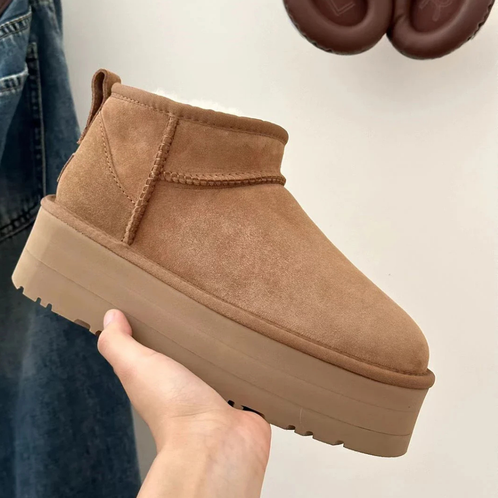 Women’s Stylish Platform Boots - Warm Fur Lining Ankle Length