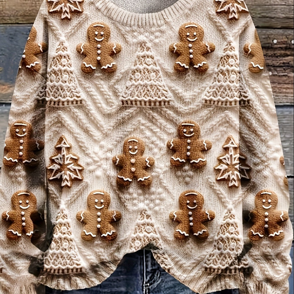 Dámský ošklivý vánoční svetr - perníkový legrační sváteční pletený