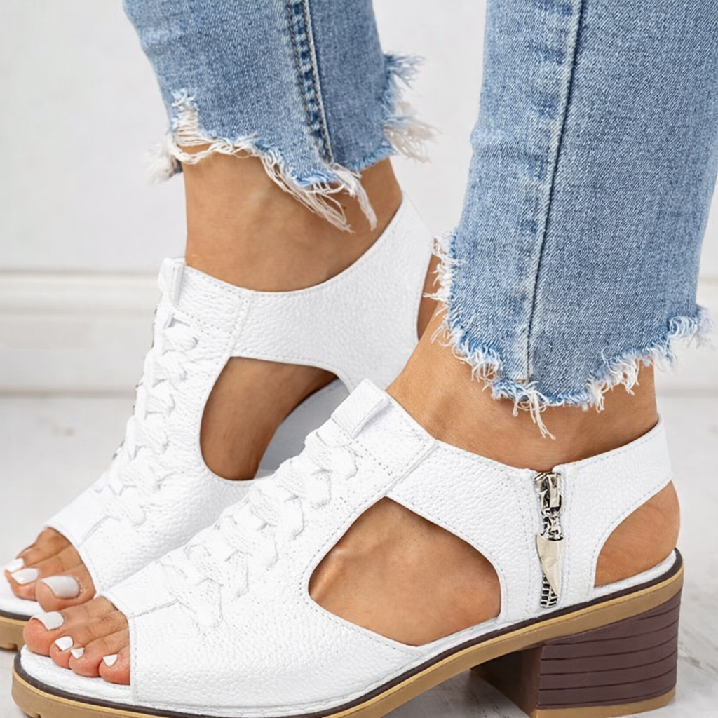 Women's Work Ankle Sandals Heels Platform Lace Up