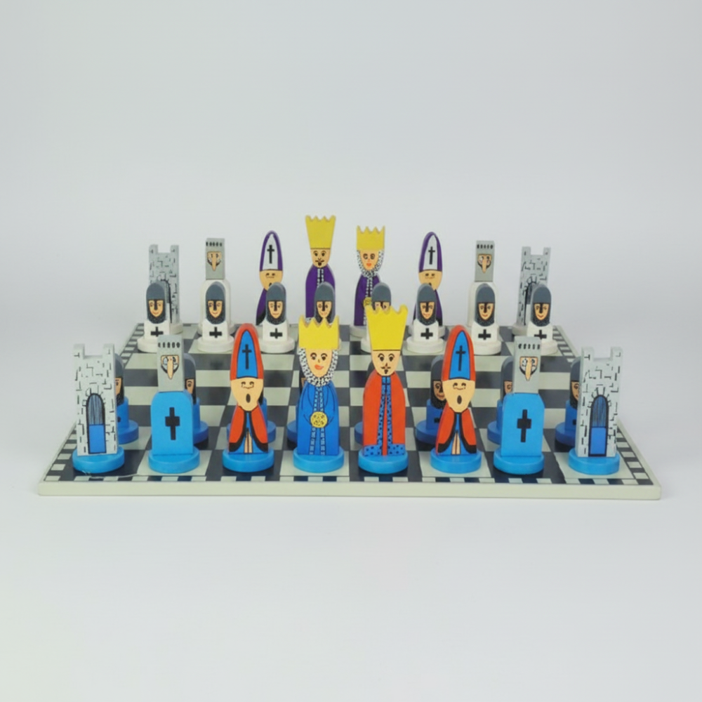 Kids Wooden Chess Set Educational Cartoon Game