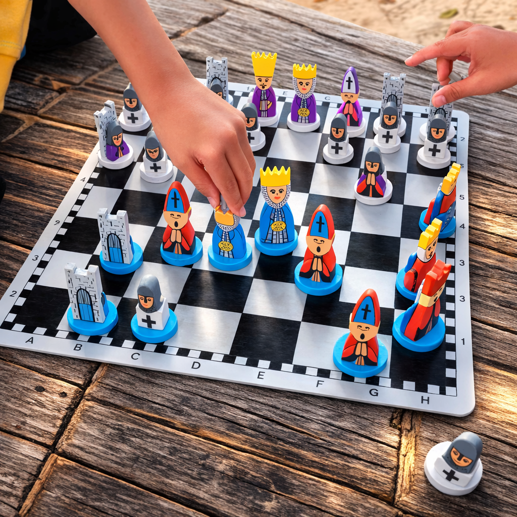 Jeu d'échecs en bois pour enfants Jeu éducatif de dessins animés
