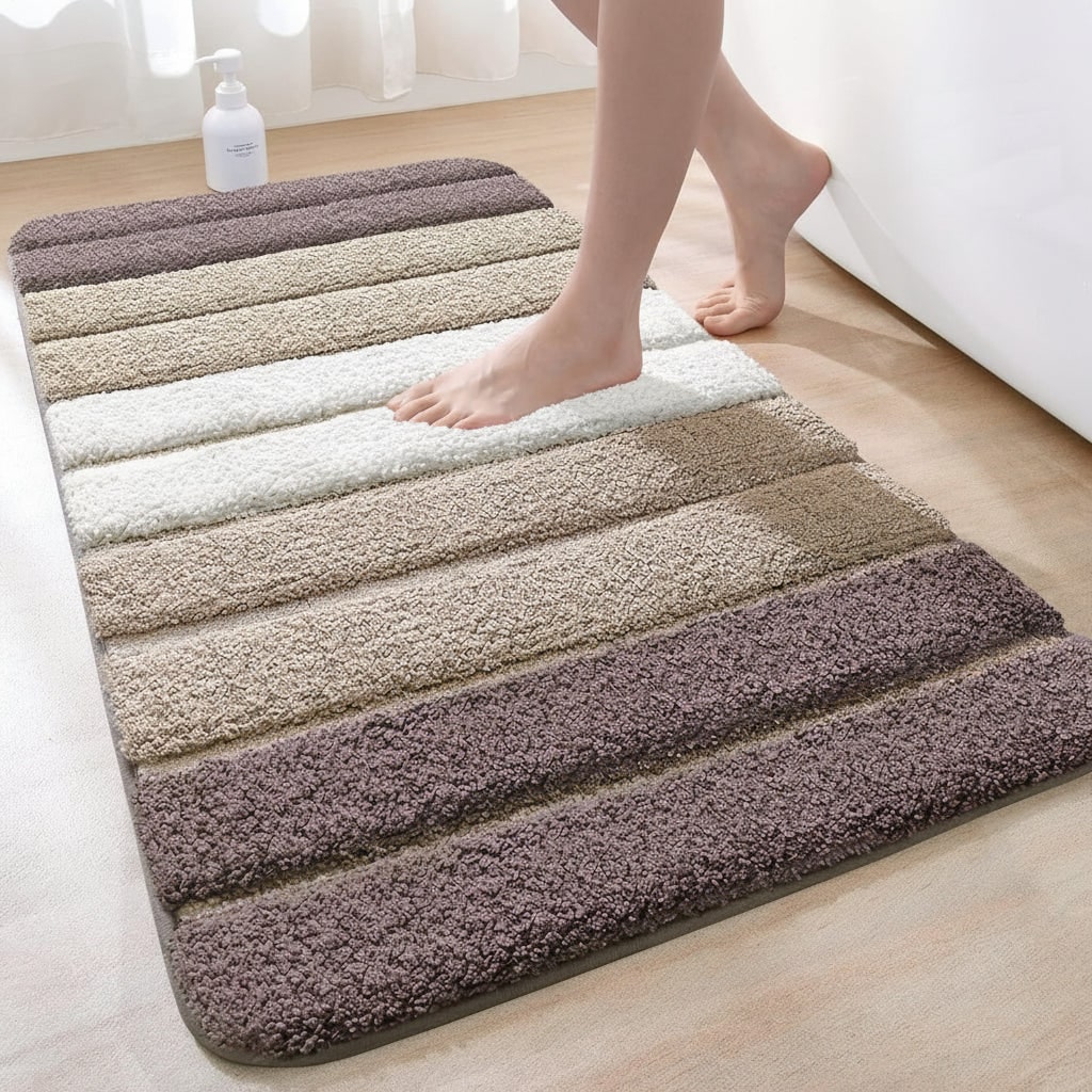 Absorbent Bath Rug Non-Slip Microfiber Design - Image 1