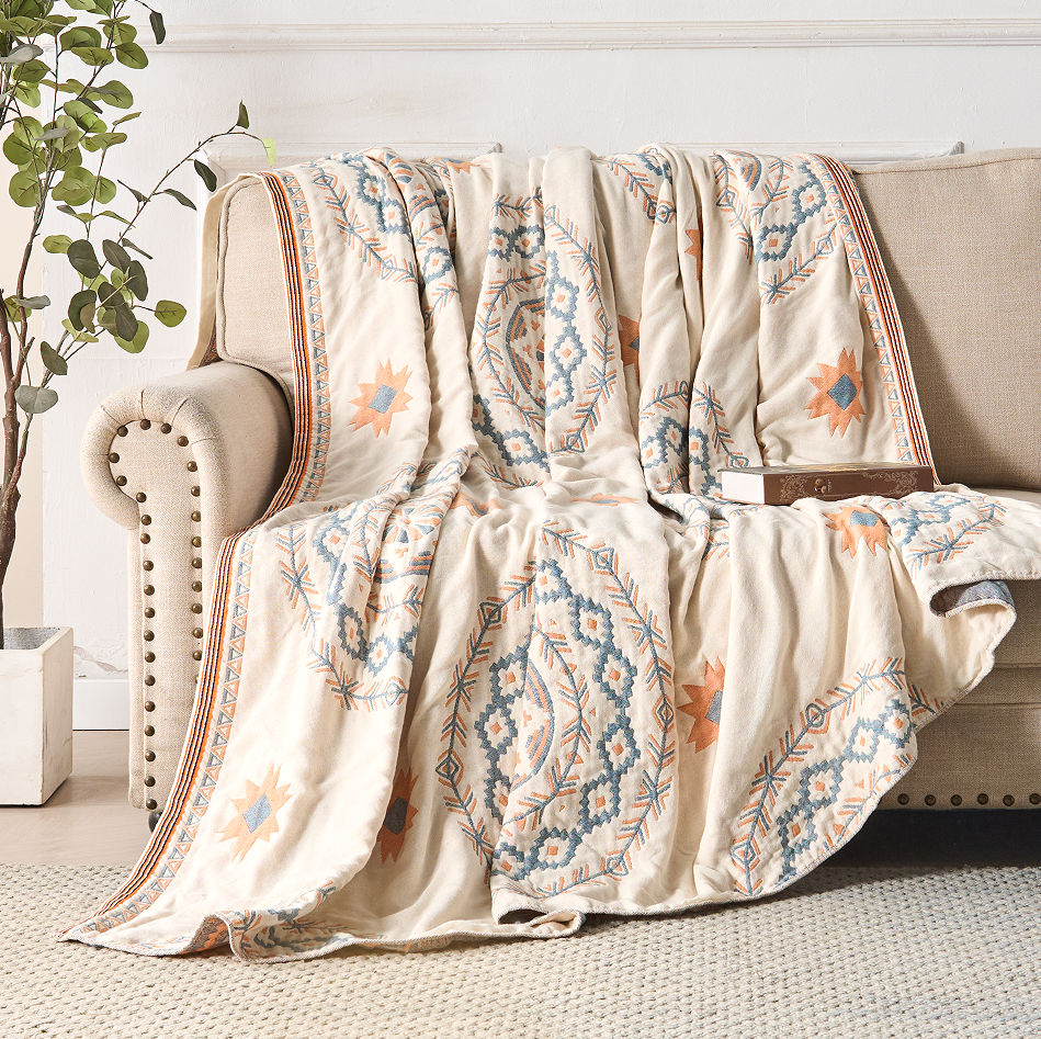 Manta de algodón con estampado bohemio de mandala