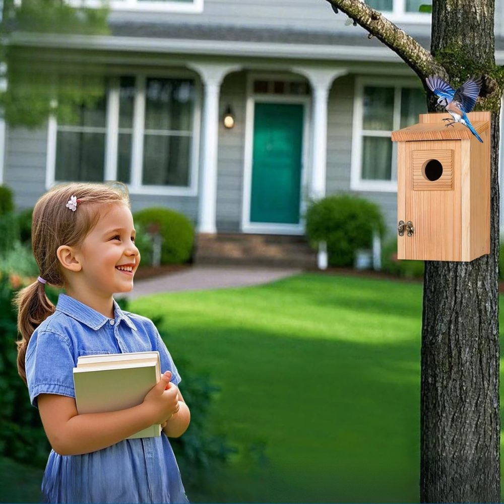 Bird House Wooden Cedar Copper Guard