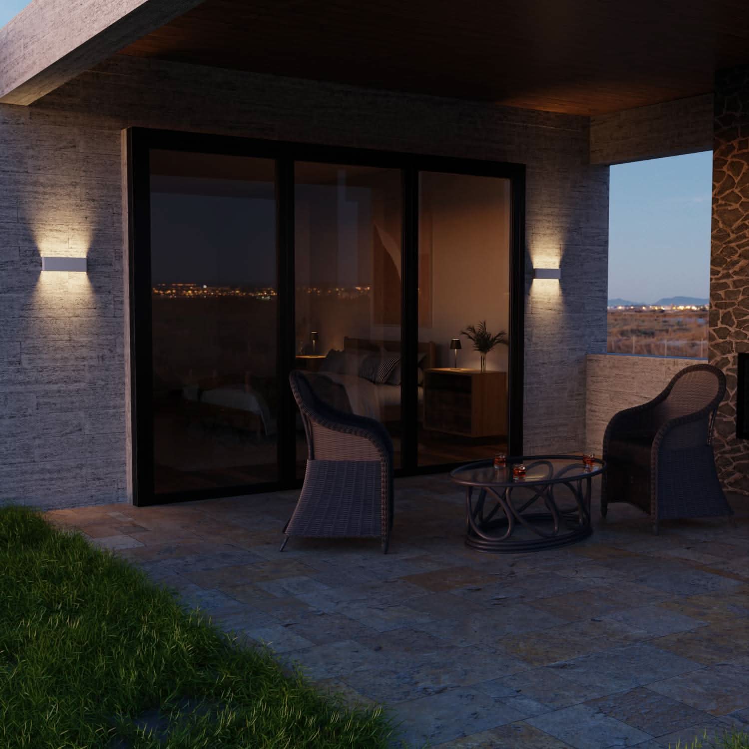 屋外用LEDウォールライト モダン長方形