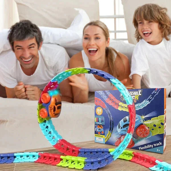 Toy Race Track Loop with Light-Up Car