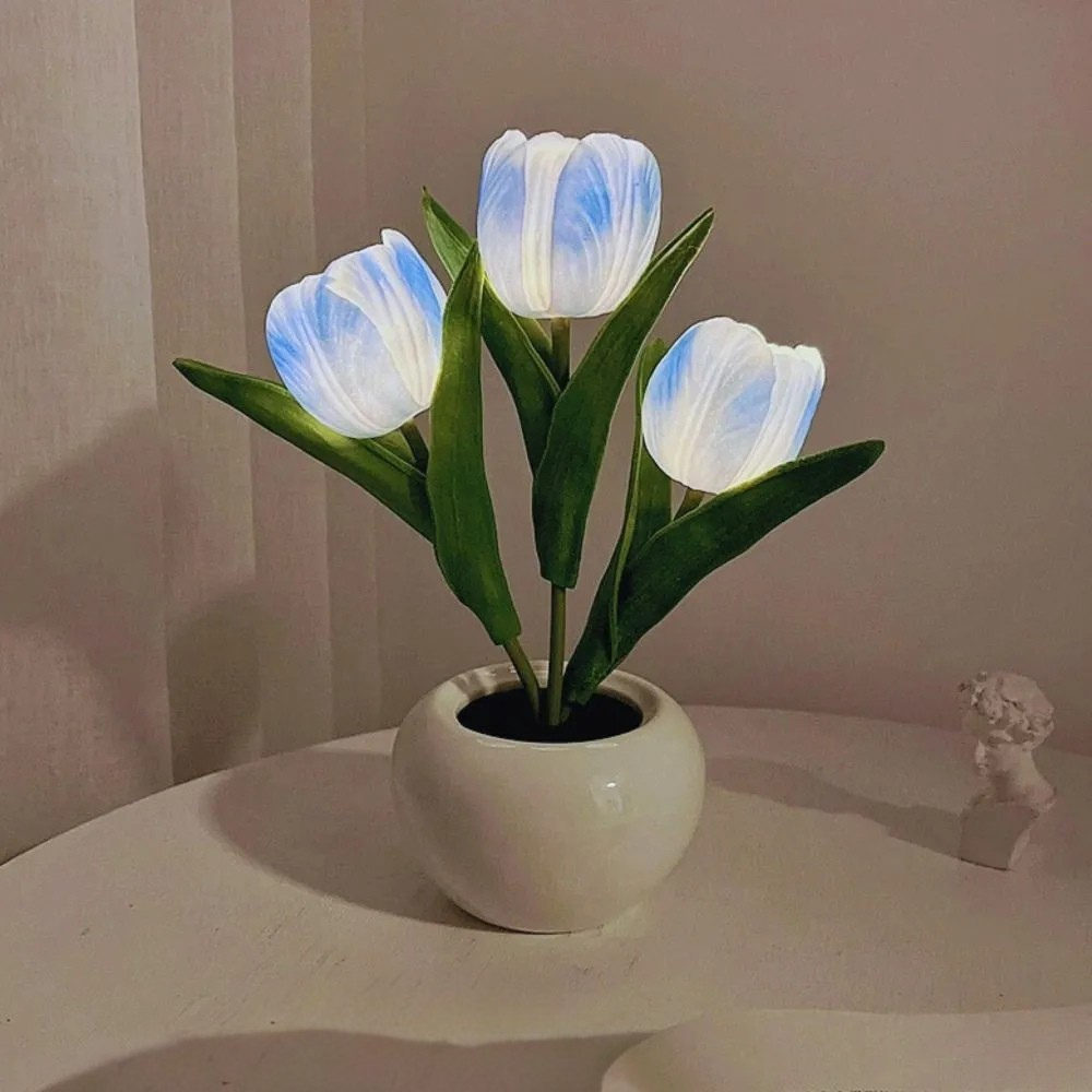 LED Table Lamp Floral Pot Light Decor