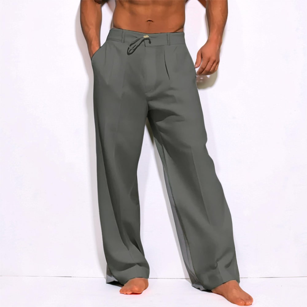 Casual Pants Men's Trousers Straight Leg Pants Drawstring Pants - Image 1