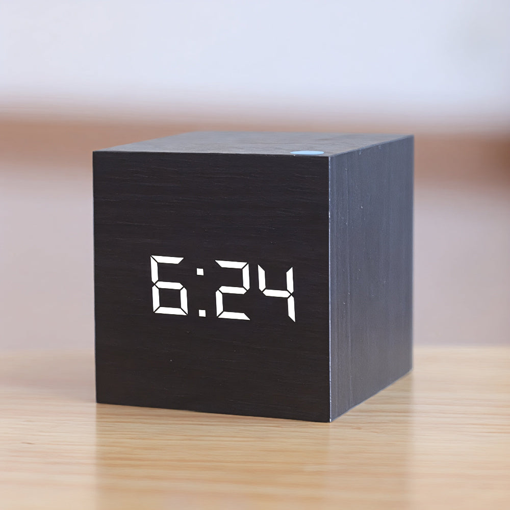 Wooden Digital LED Alarm Clock Display