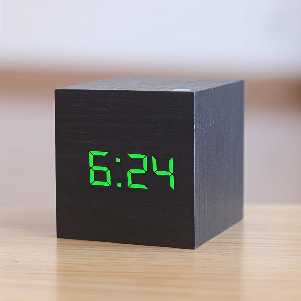 Wooden Digital LED Alarm Clock Display
