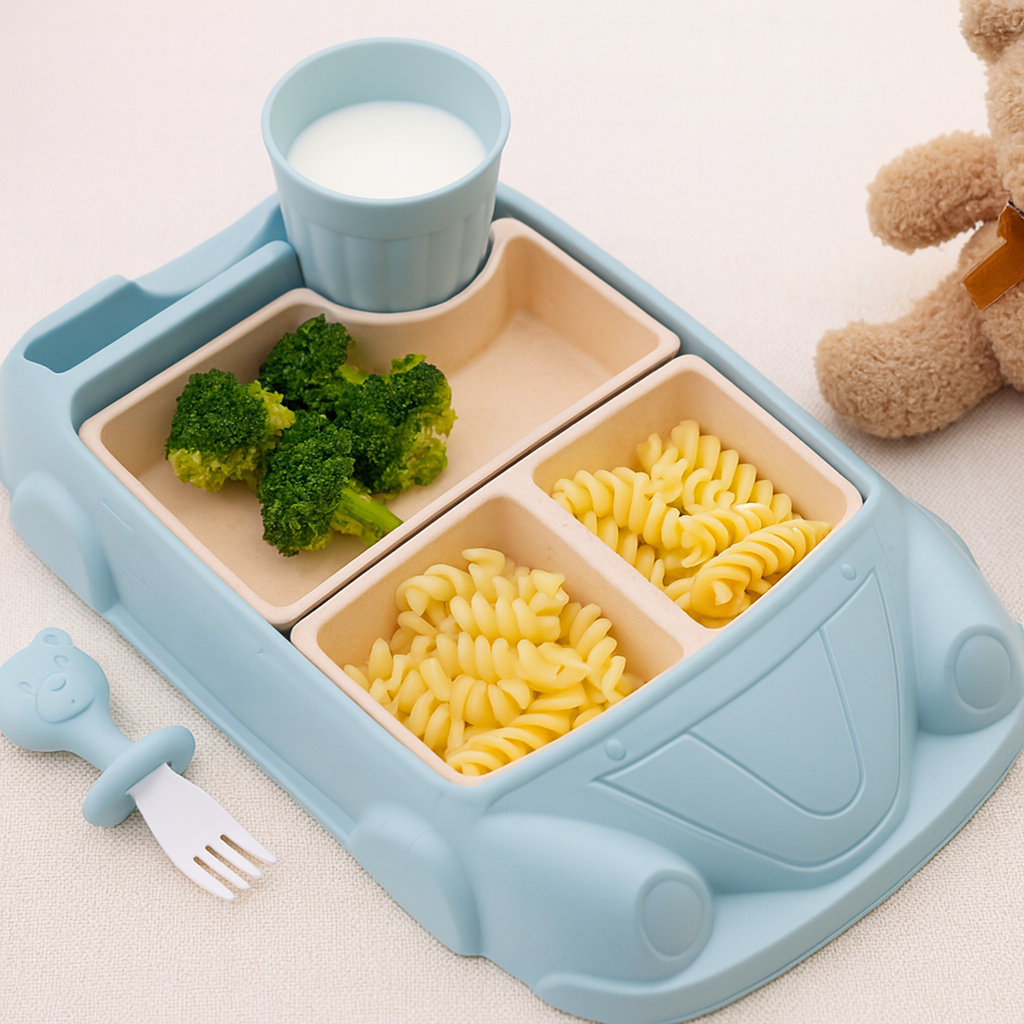 Kinder Teller Set Auto Stil Langlebiges Kunststoff Design