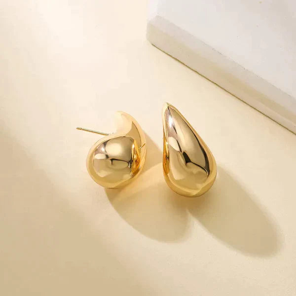 Women's Elegant Gold Teardrop Earrings | Sleek Polished Design