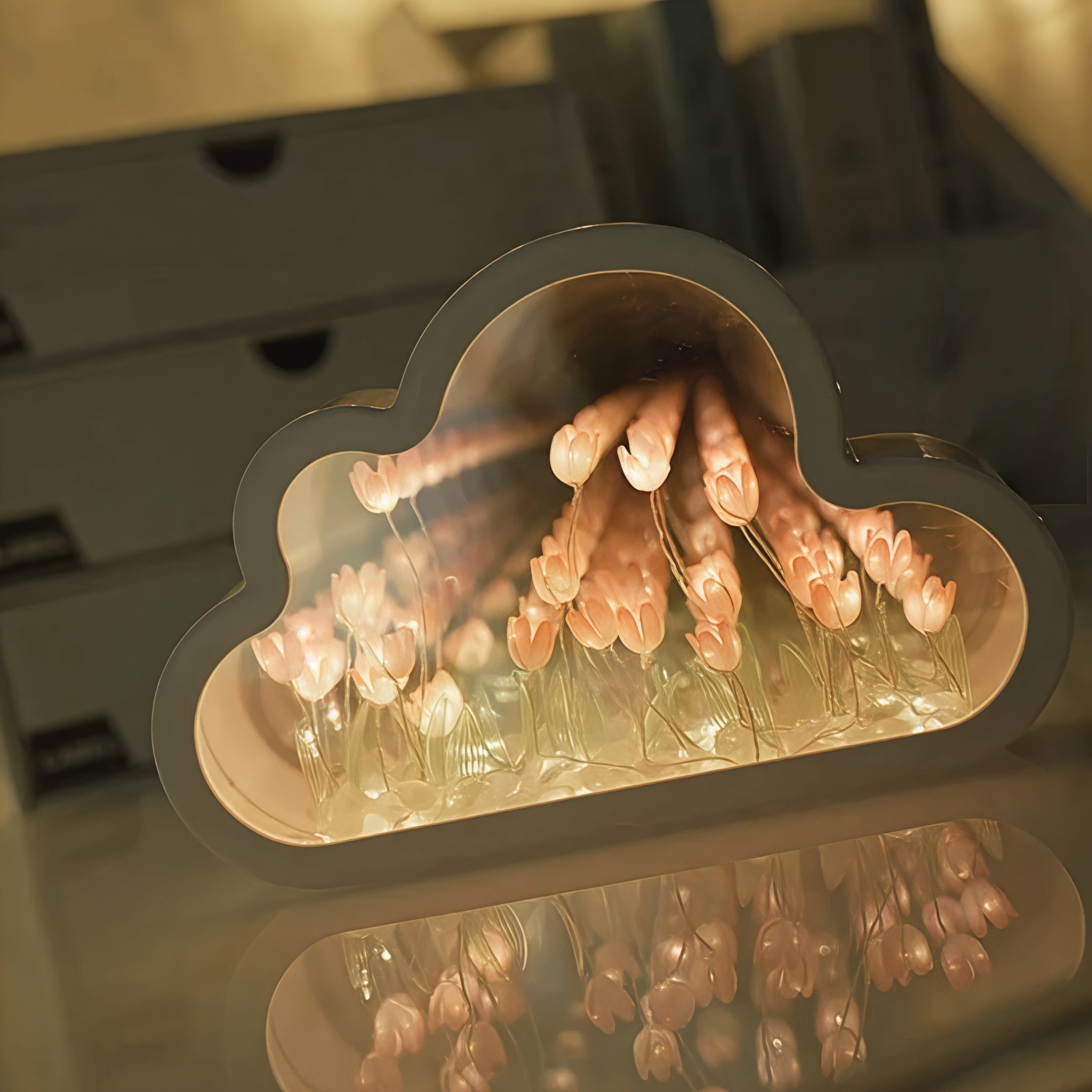 LED-Tischlampe Blumen Unendlichkeitsspiegel Licht