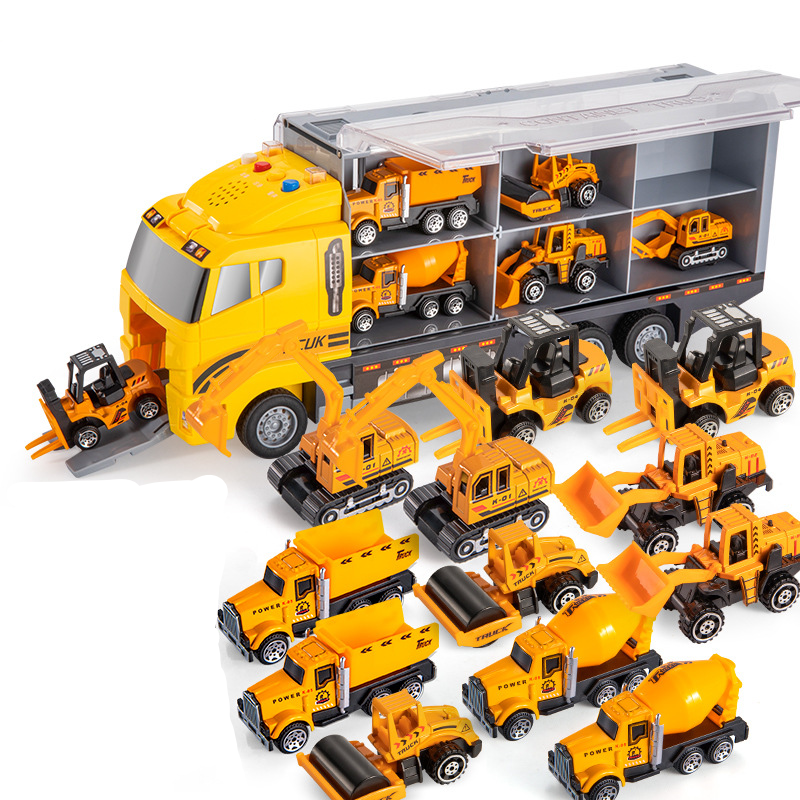 Toy Construction Vehicle Set with Carry Case