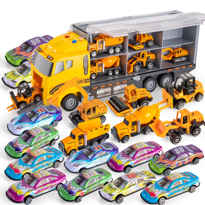 Toy Construction Vehicle Set with Carry Case