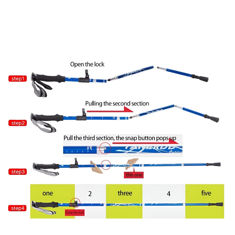 Foldable Trekking Poles Hiking Poles Adjustable Grip Trekking - Image 18