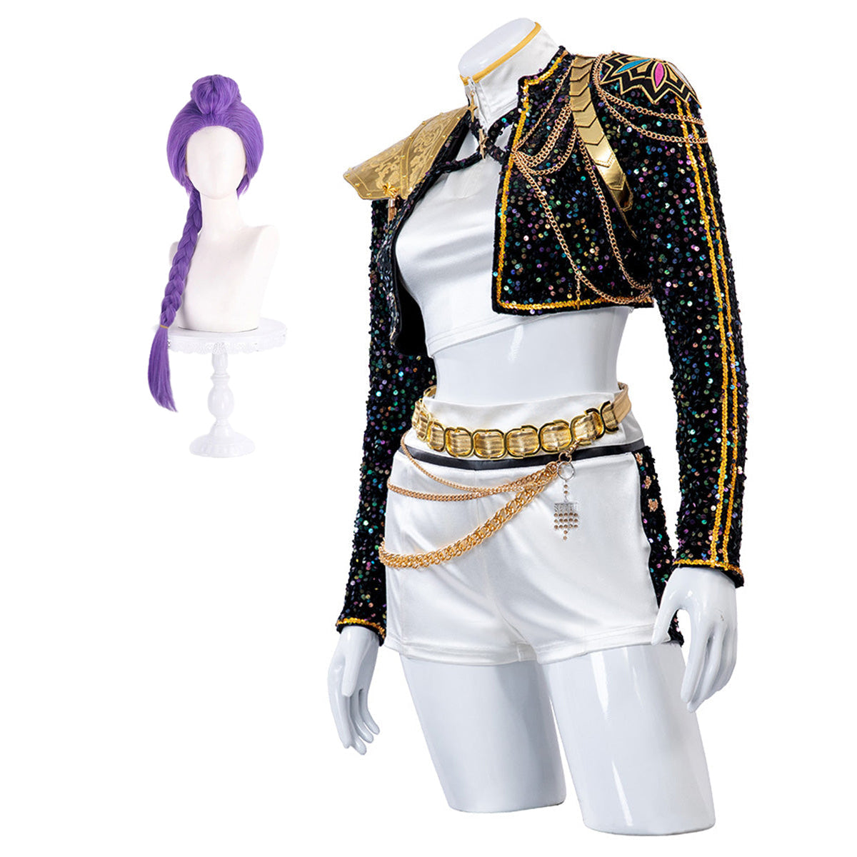 Girls Sequin Halloween Costume | Crop Jacket Shorts - Image 4