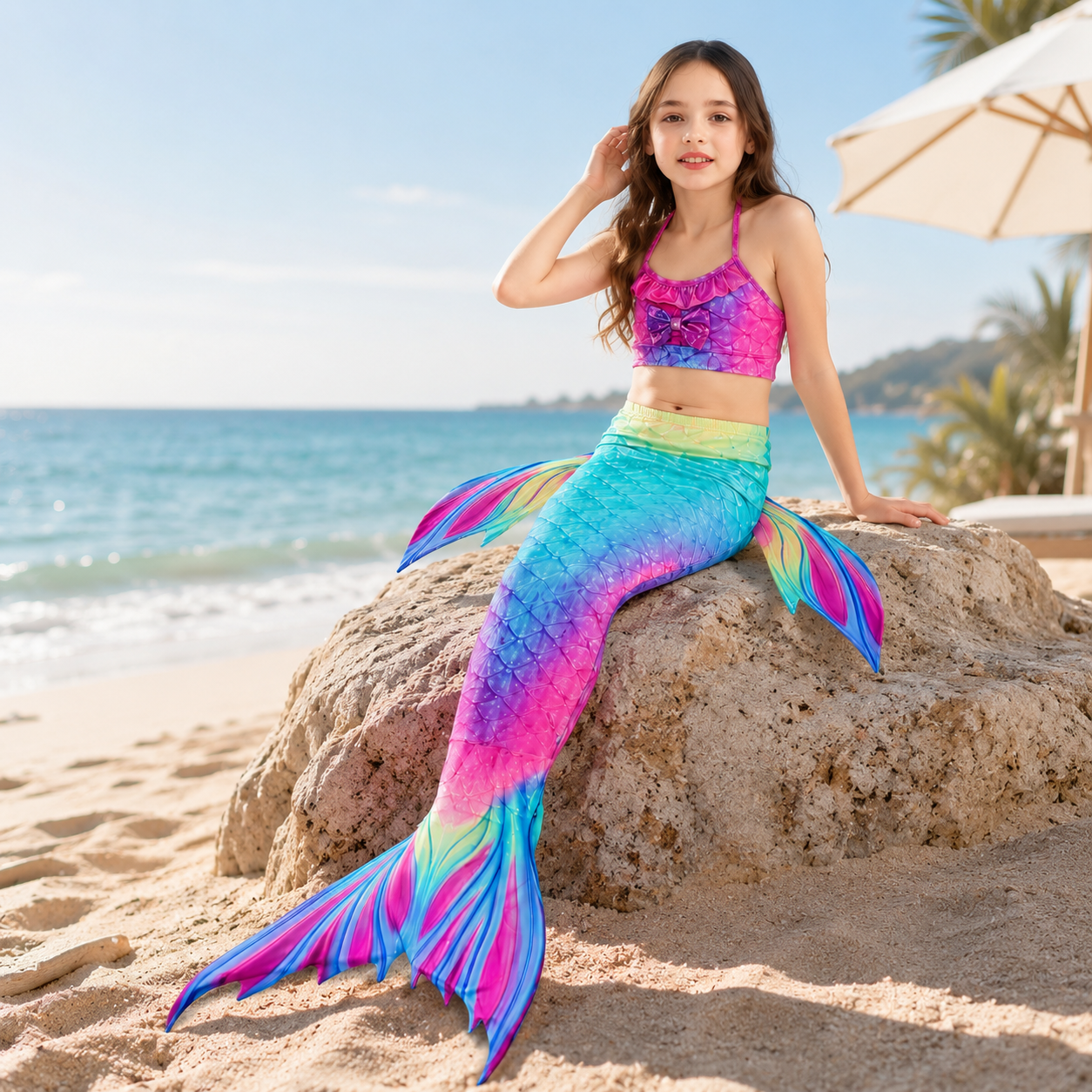 Girls Swim Costume Mermaid Swimsuit Fun Beach Outfit - Image 1