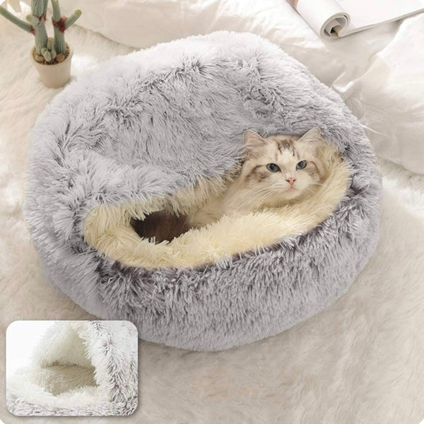 Cat Bed Plush Cave for Anxiety Relief