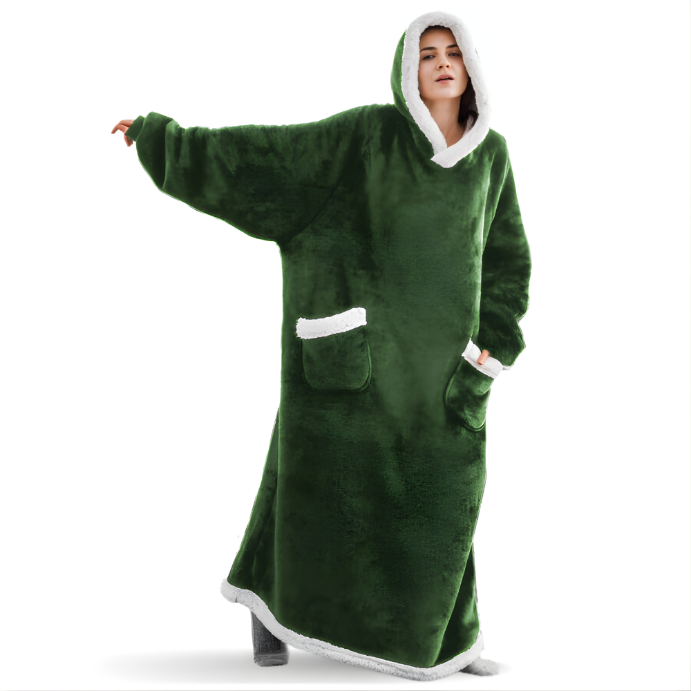 Unisex Cozy Oversized Blanket Hoodie Robe - Hooded Long Sleeve