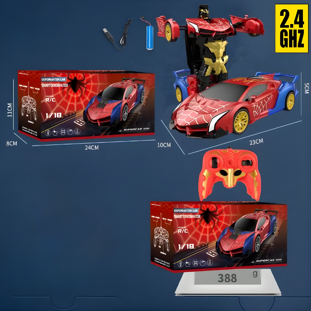 Remote Control Gift Transform Car Robot Toy LED Lights