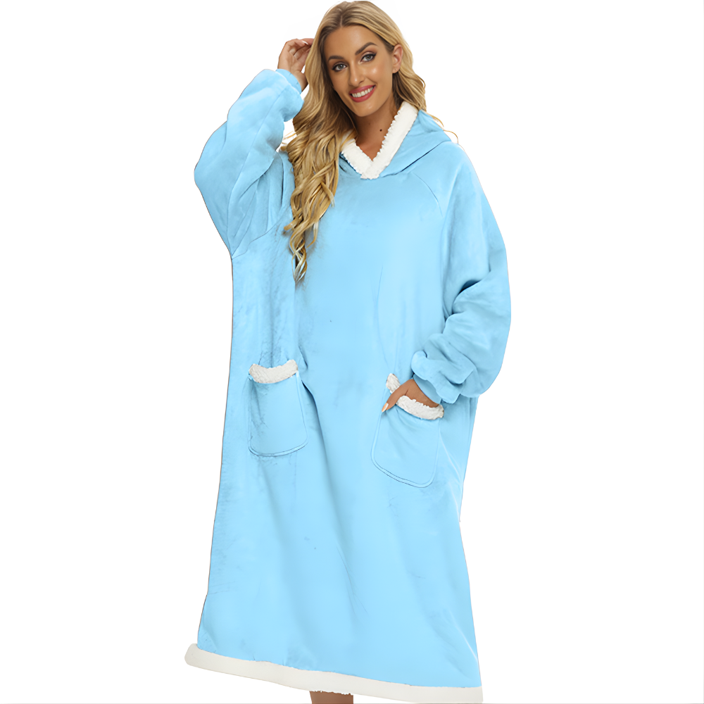 Unisex Cozy Oversized Blanket Hoodie Robe - Hooded Long Sleeve