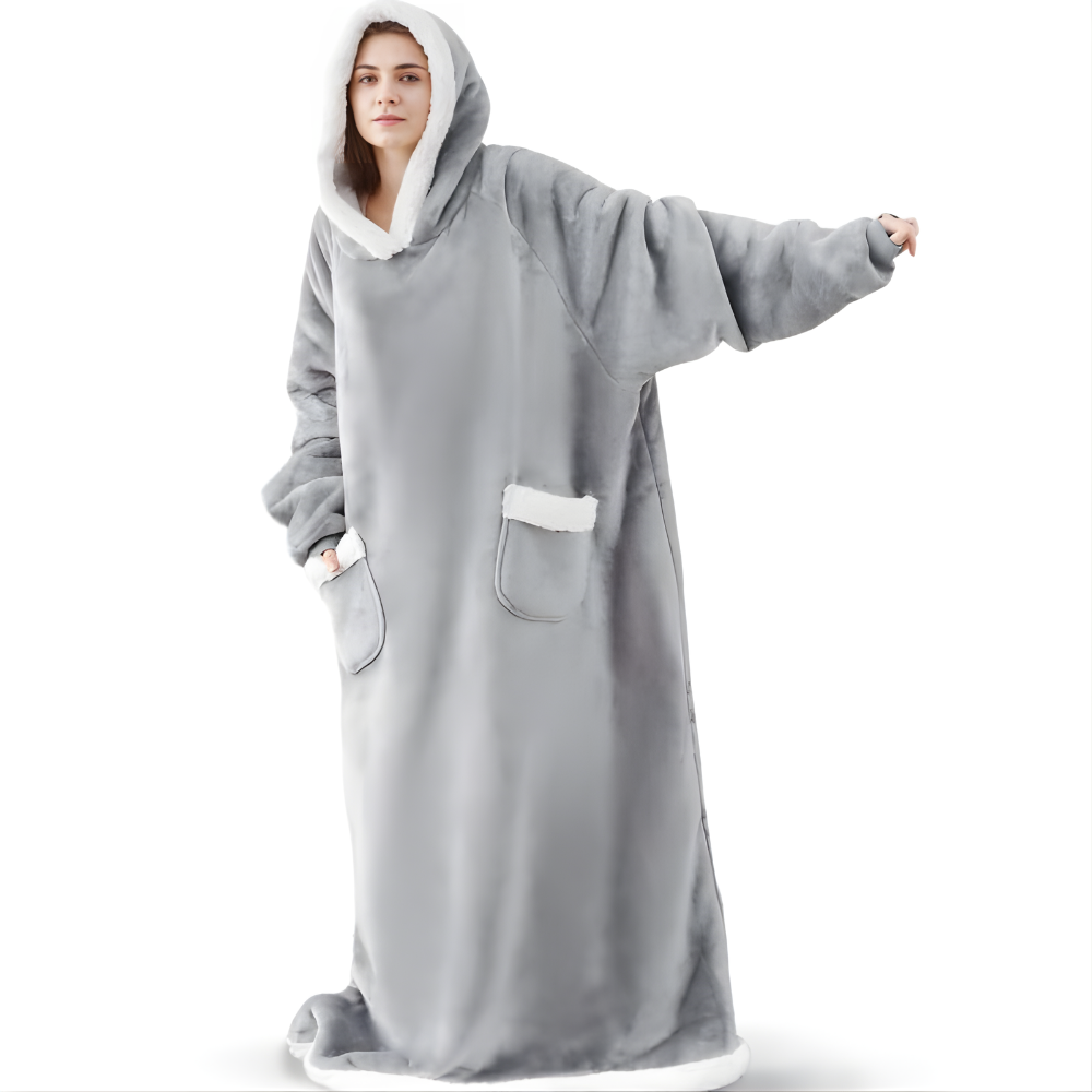 Unisex Cozy Oversized Blanket Hoodie Robe - Hooded Long Sleeve