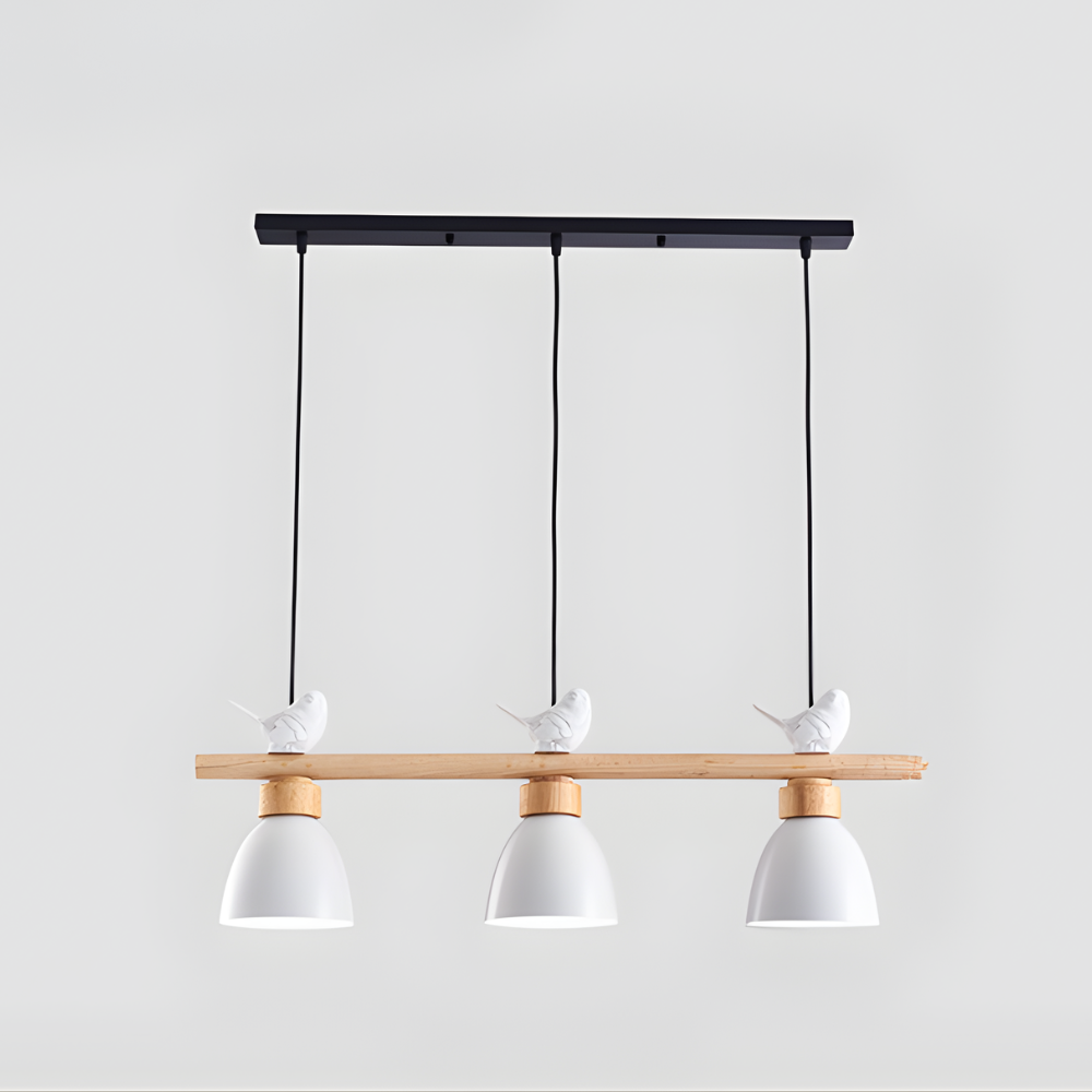 ペンダントライト ラスティックウッドとブラックメタル