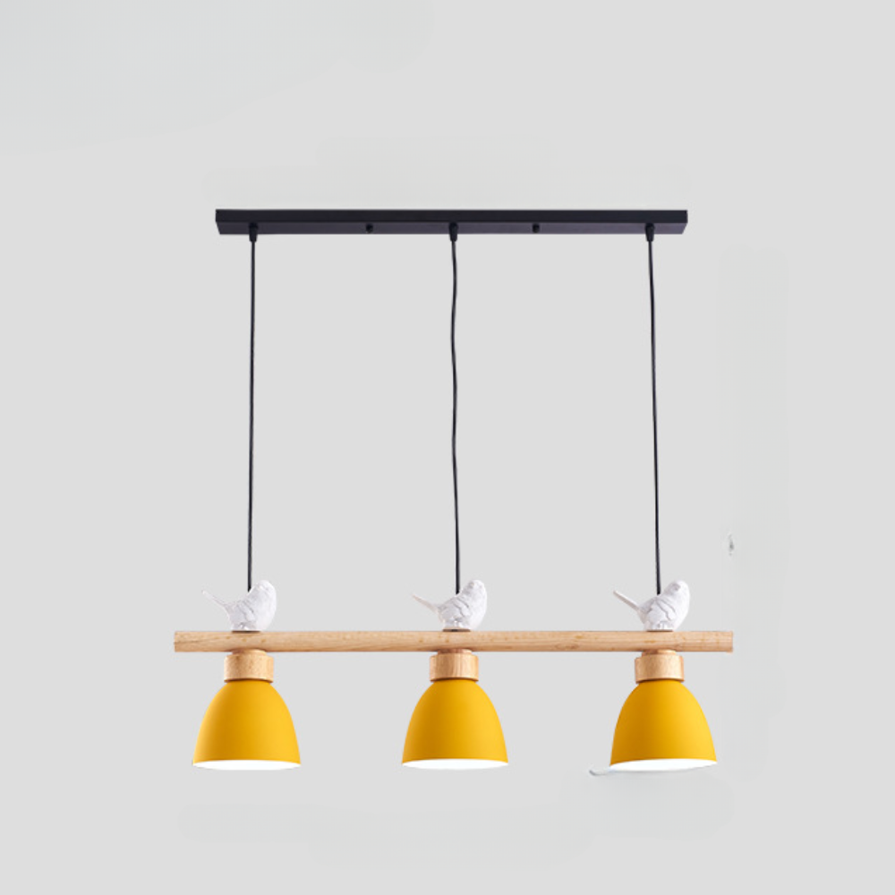 ペンダントライト ラスティックウッドとブラックメタル