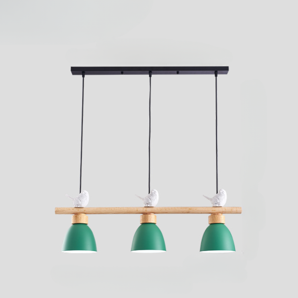 ペンダントライト ラスティックウッドとブラックメタル