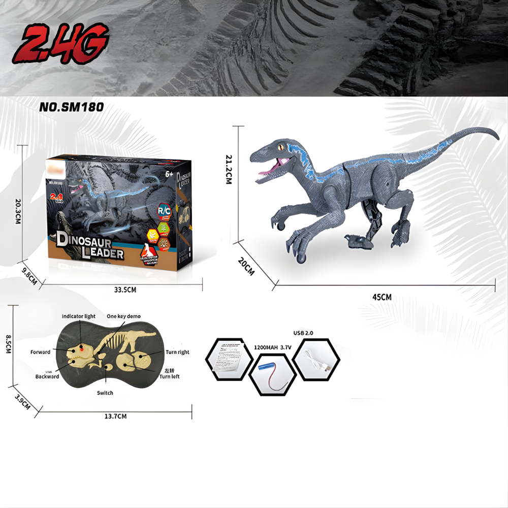 Remote Control Dinosaur Toy Walking LED Mist