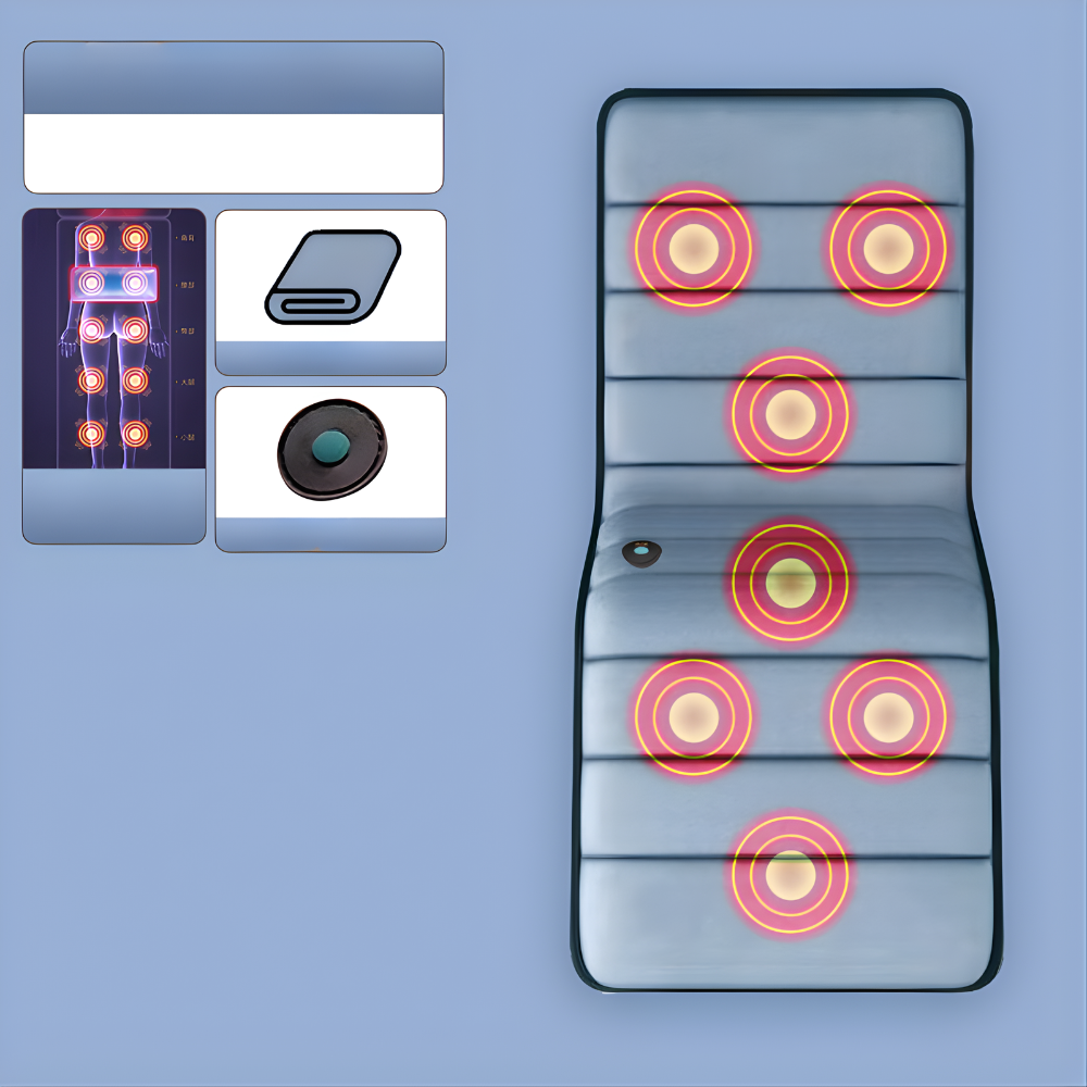 Tapis de massage corporel complet avec chaleur, vibration et coussin de soulagement du dos