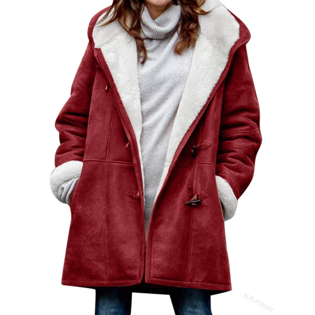 Women’s Warm Shearling Winter Coat Hooded Oversized