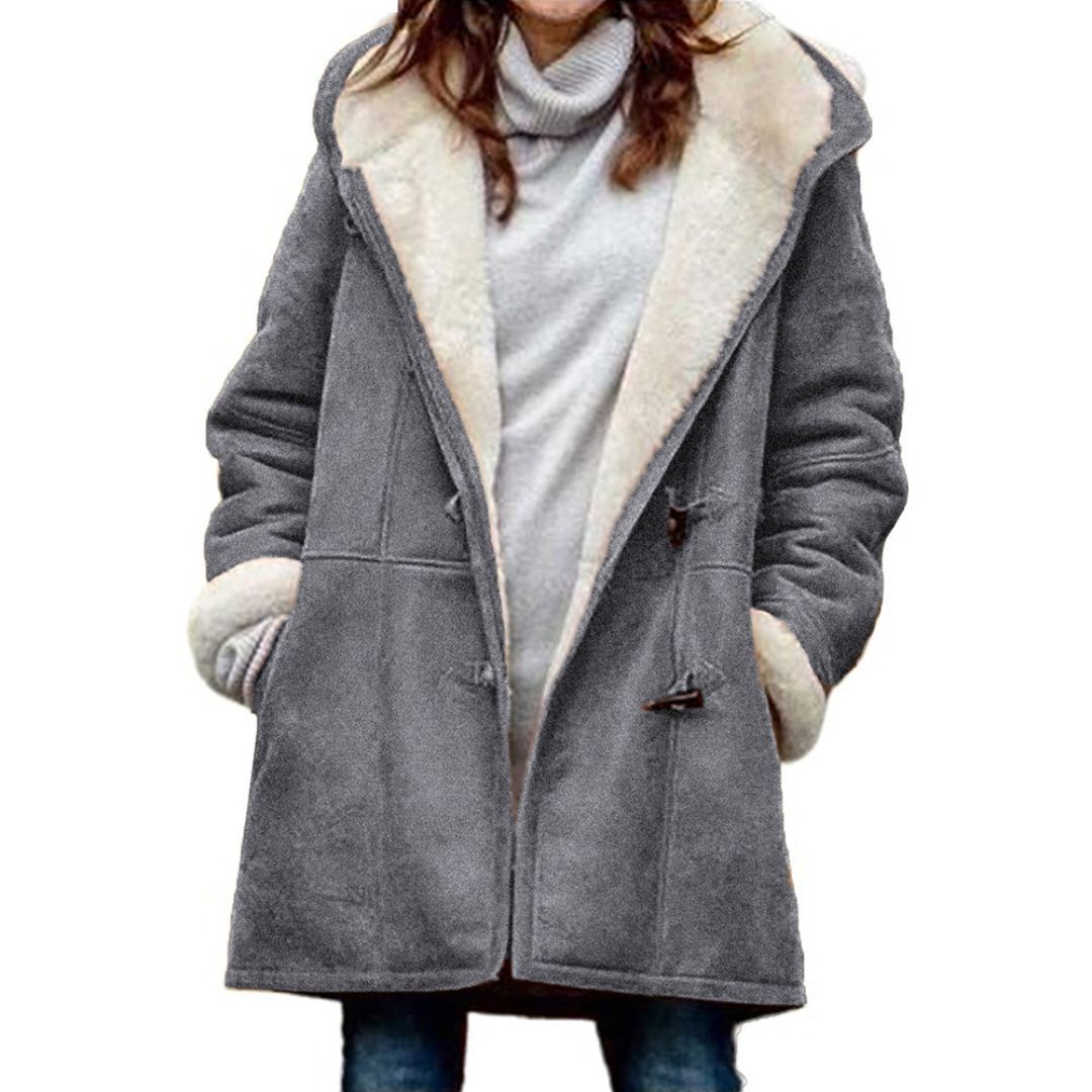 Women’s Warm Shearling Winter Coat Hooded Oversized