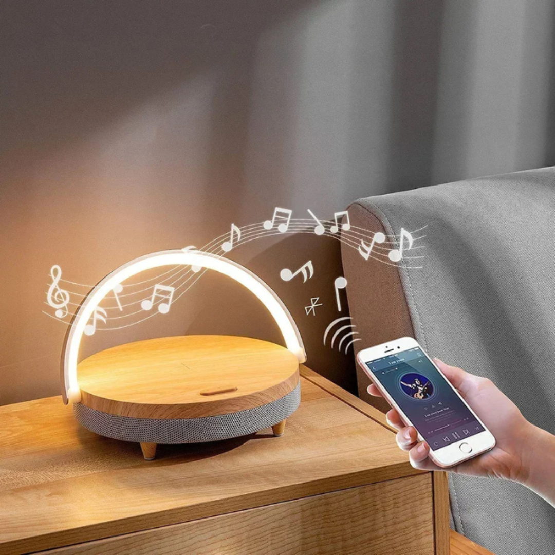 Table Lamp with Wireless Charger and Bluetooth Speaker