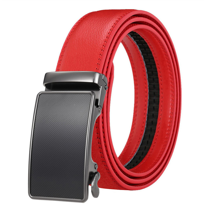 Leather Belt with Automatic Buckle for Men