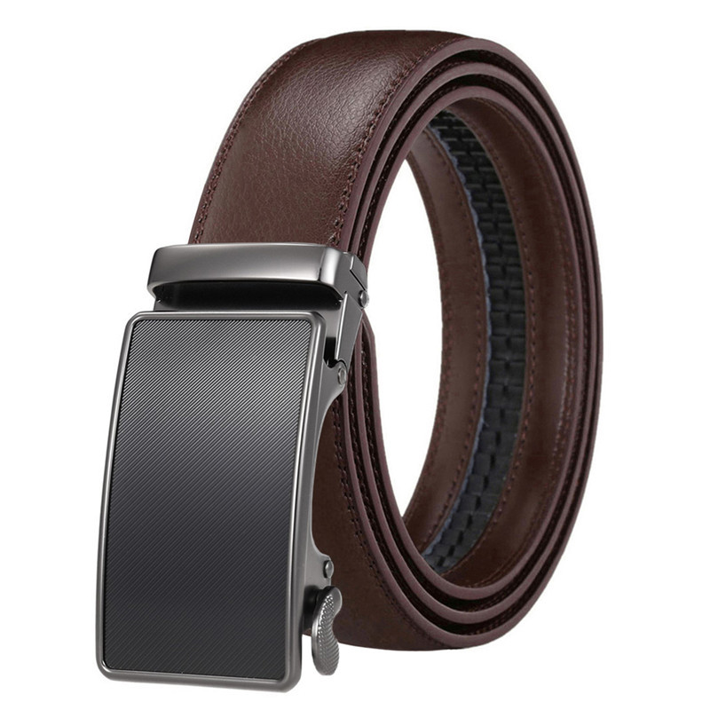 Leather Belt with Automatic Buckle for Men