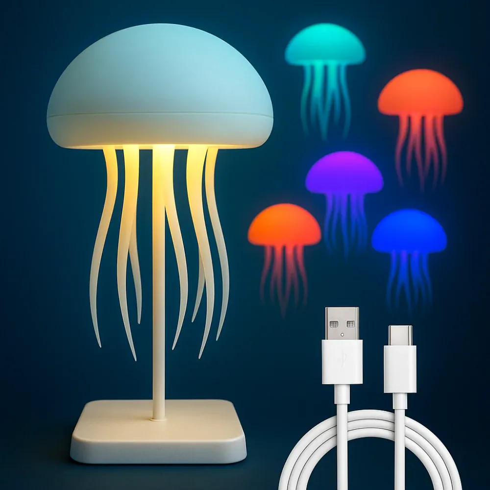 LED Night Light USB Rechargeable Jellyfish Color Changing Lamp