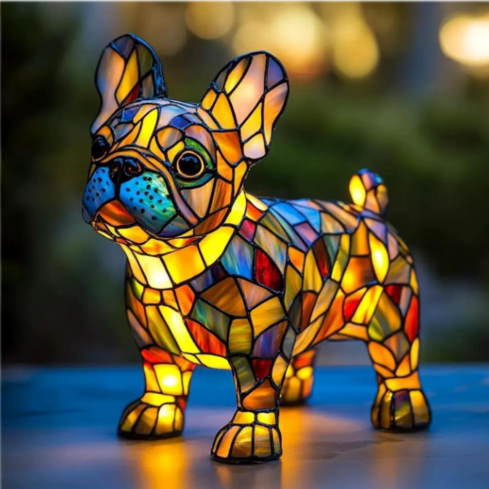 Stained Glass Dog Table Lamp Best Tiffany Style Pet Animal Home Decor