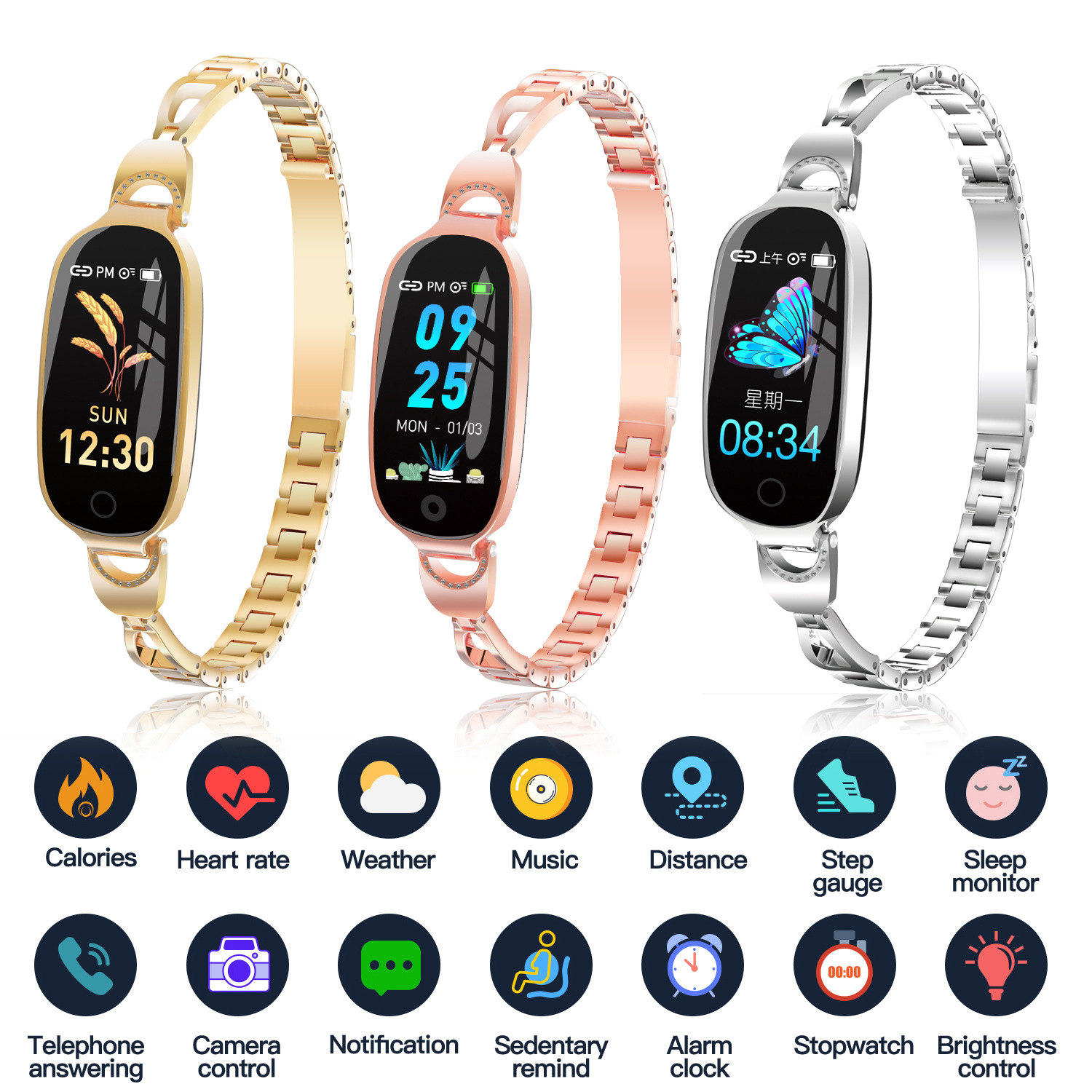 Smart Fitness Watch for Women with Bracelet Strap