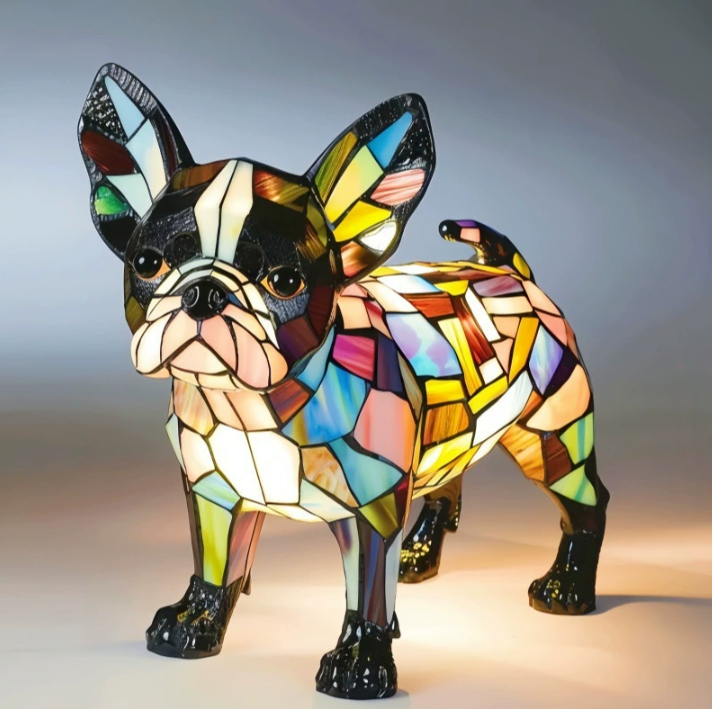 Stained Glass Dog Table Lamp Best Tiffany Style Pet Animal Home Decor