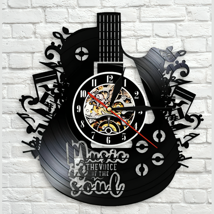 Vinyl Guitar Clock | Unique LED Wall Decor for Music Lovers