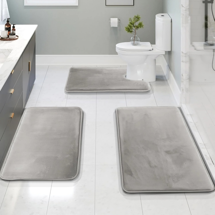 Bathroom Mat Set Memory Foam Non Slip