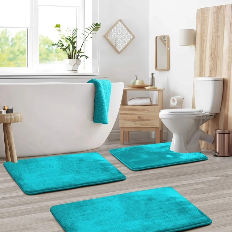 Bathroom Mat Set Memory Foam Non Slip