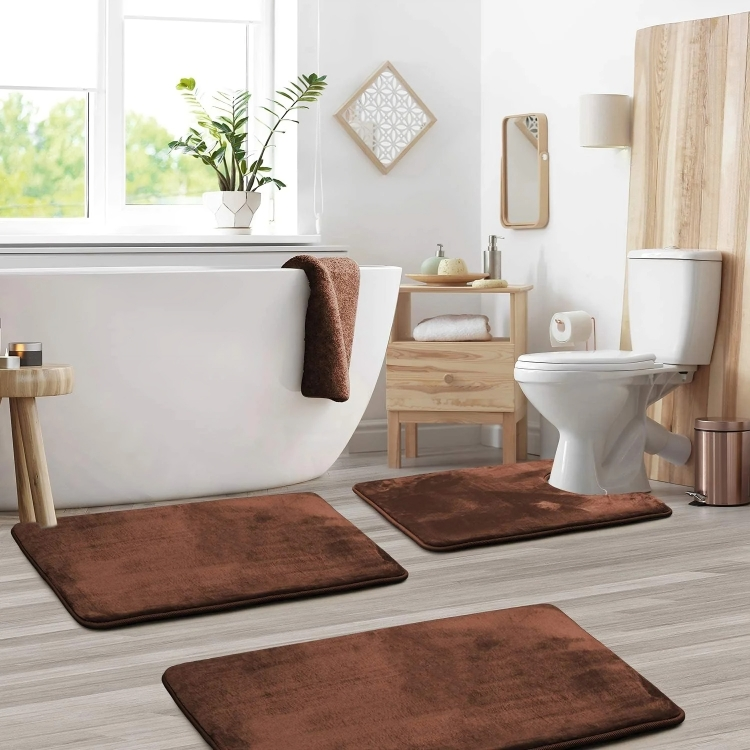 Bathroom Mat Set Memory Foam Non Slip