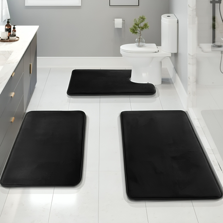 Bathroom Mat Set Memory Foam Non Slip