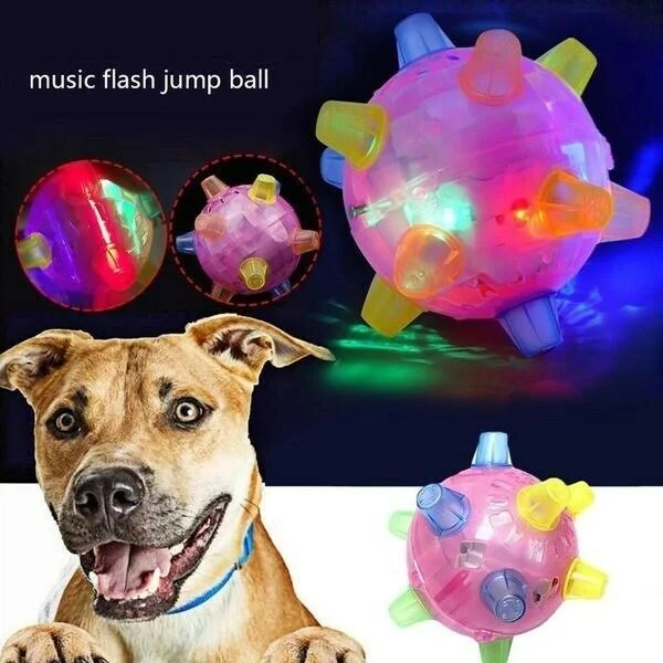 Juguete para perro pelota interactiva de goma con LED y rebote