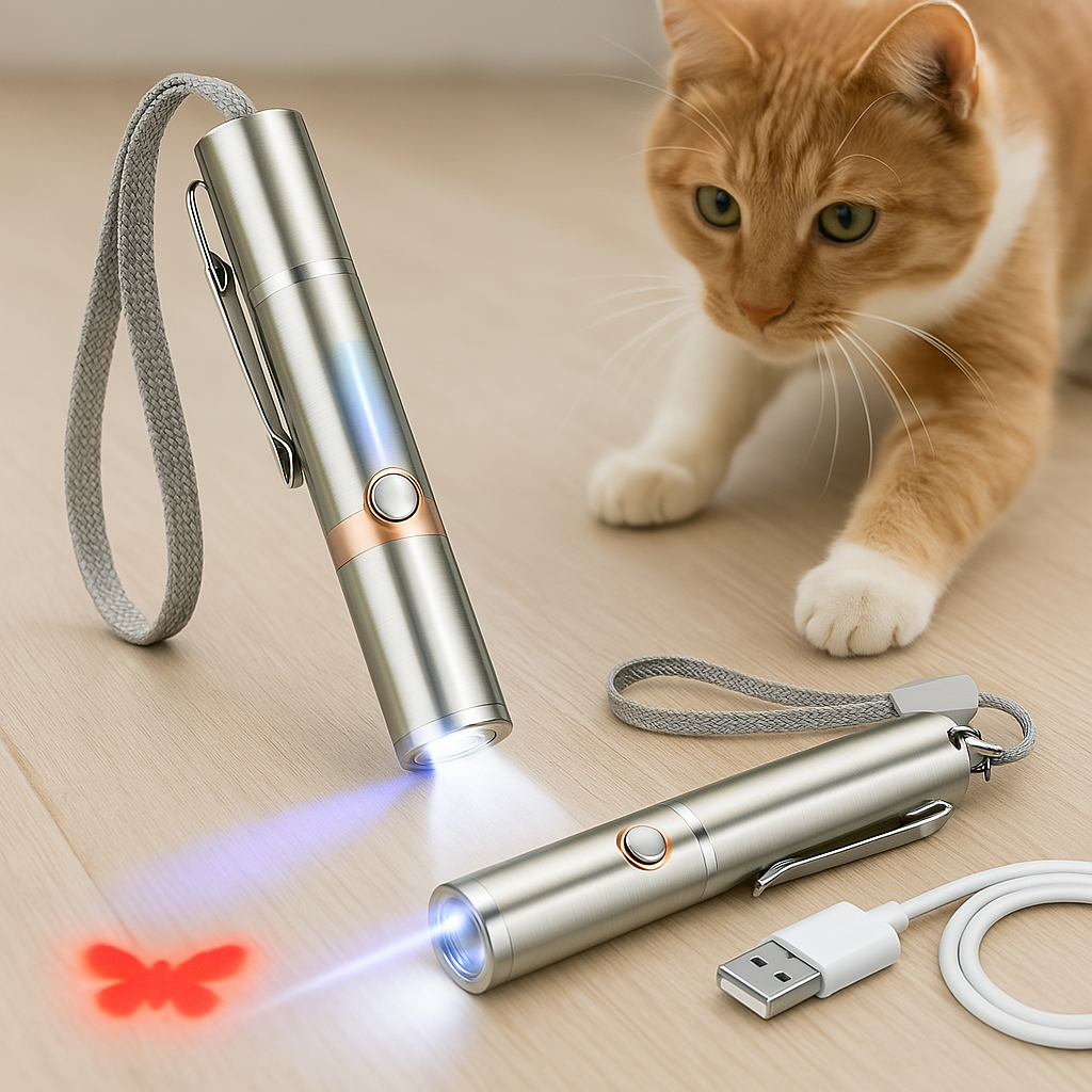 Cat Toy Rechargeable Stainless Steel Laser Light